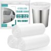 Small Trash Bags 4 Gallon - 105 Count 4 Gallon Trash Bag, Unscented Small Garbage Bags Bathroom Trash Bags, White 4 Gal Small Trash Can Liners