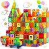 Magnetic Tiles,104PCS Magnetic Building Tiles for Kids, Educational Magnetic Stacking