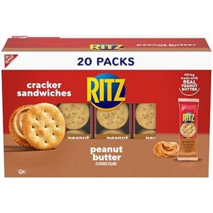 RITZ Peanut Butter Sandwich Crackers, Lunch Snacks, 20 Snack Packs
